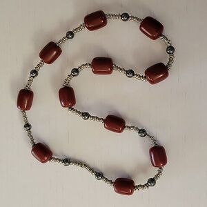 Vintage amber and sterling necklace